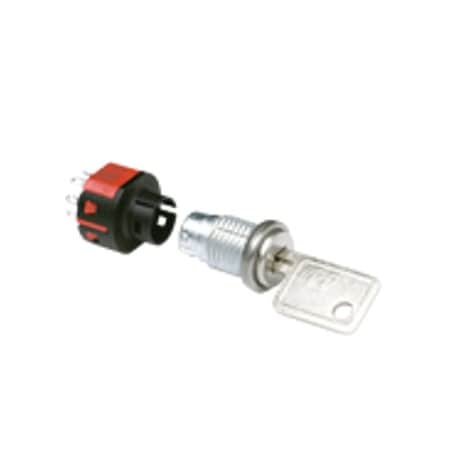 C&K Components Keylock Switch, 2 Positions, Spdt, Latched, 4A, 28Vdc, Solder Terminal, Keylock Actuator, Panel YF011U2C203NQ